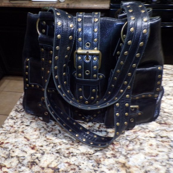 Betsey Johnson Handbag Leather Studded Black purse - Picture 6 of 15